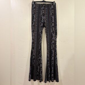 Boho Bear Dance Black and Blue Paisley Flare Pants